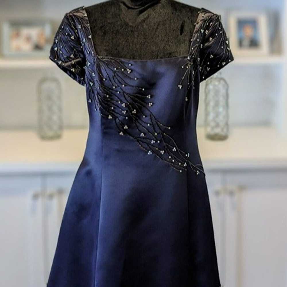 JOVANI Vintage Navy Blue Crystal Prom Formal Long… - image 2