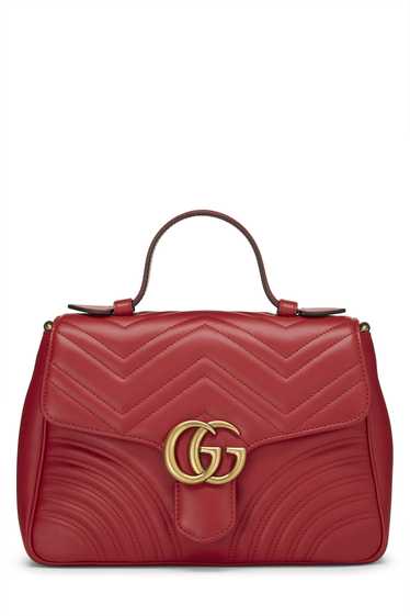 Red Leather GG Marmont Top Handle Bag Small - image 1