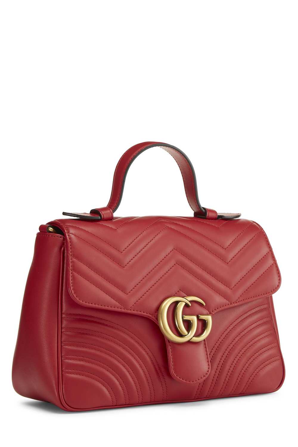 Red Leather GG Marmont Top Handle Bag Small - image 2