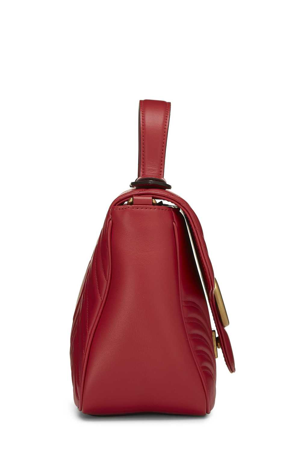 Red Leather GG Marmont Top Handle Bag Small - image 3