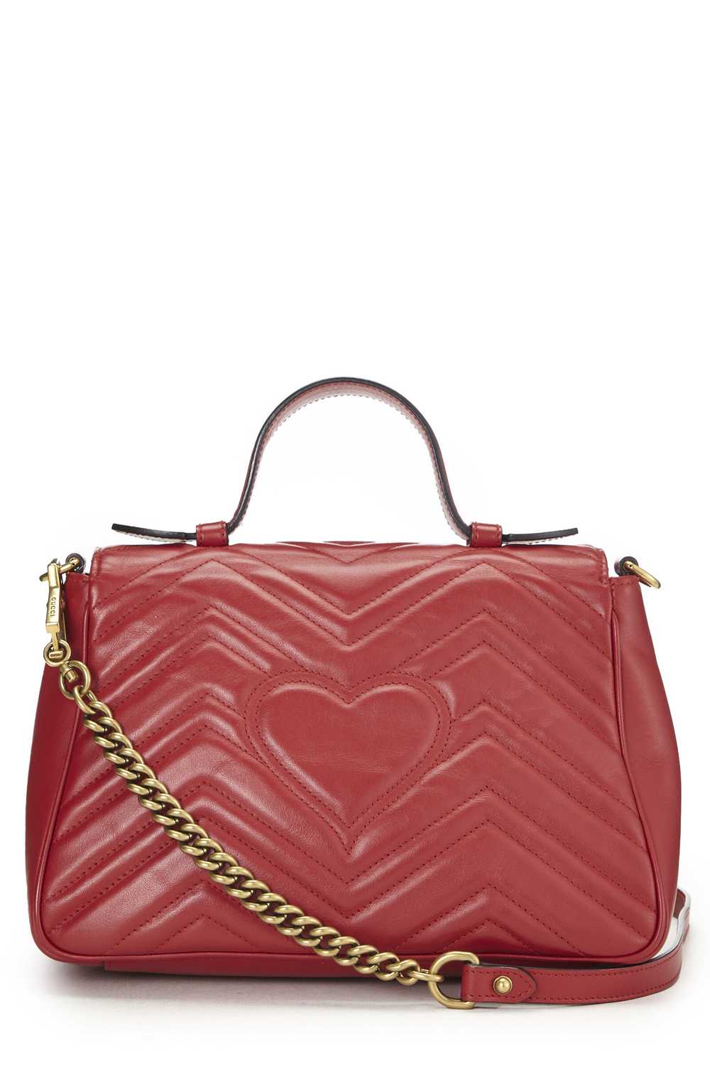 Red Leather GG Marmont Top Handle Bag Small - image 4