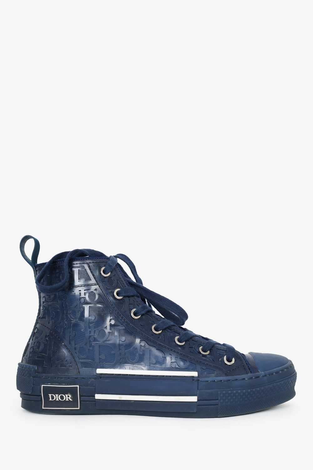 Dior Homme Navy Oblique B23 High Top Sneaker Size… - image 1