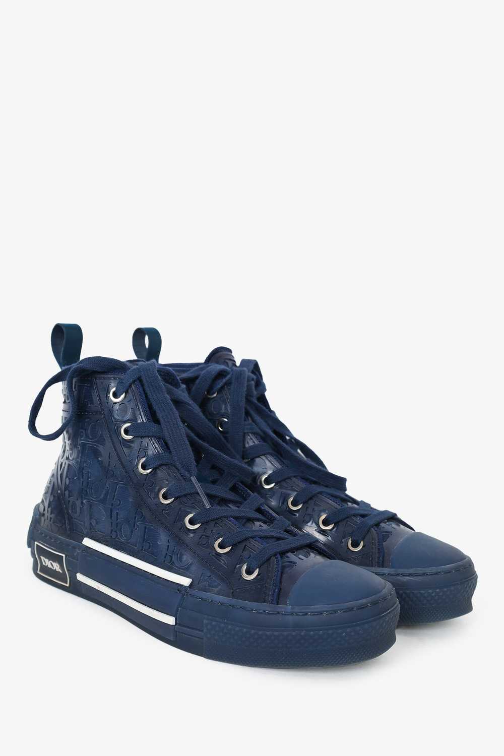 Dior Homme Navy Oblique B23 High Top Sneaker Size… - image 2