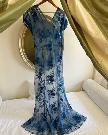 Dainty Blue 1930s Vintage Dress