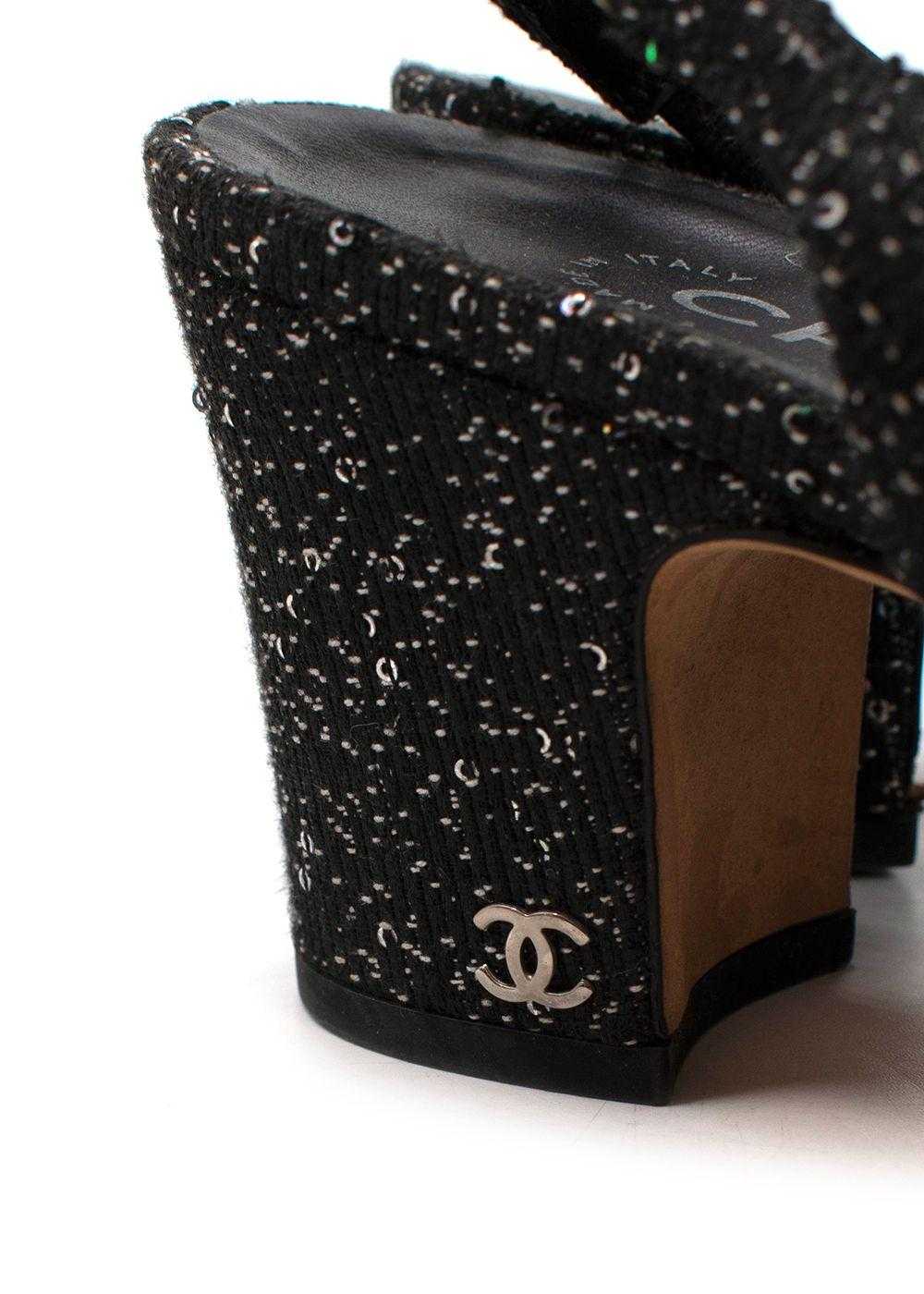 Chanel Chanel Black Sequin Embellished Tweed Slin… - image 8