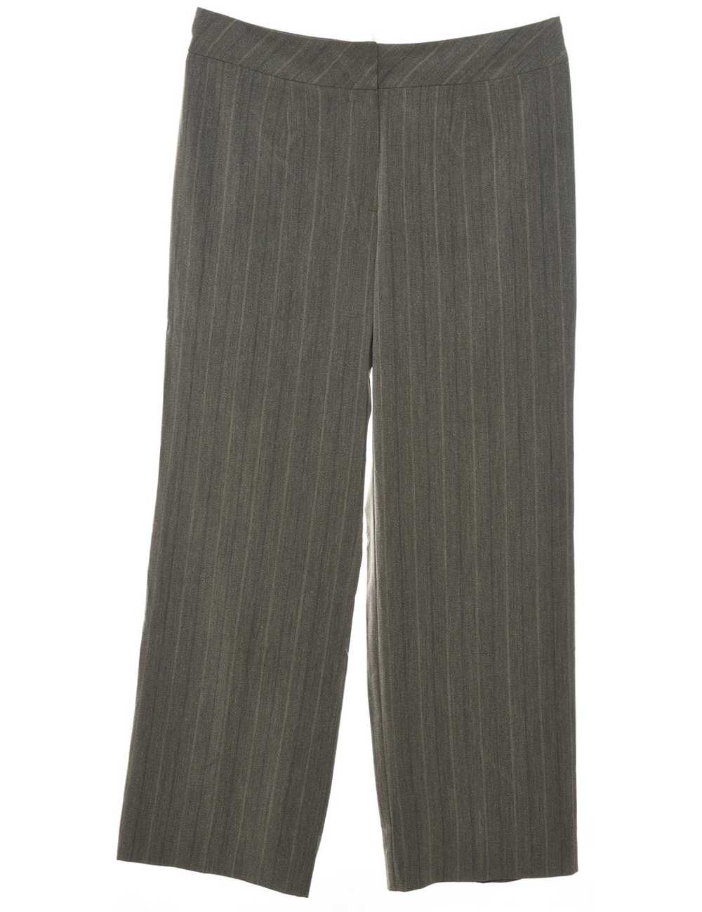 Pinstripes Olive Green Trousers - W32 L28 - image 1