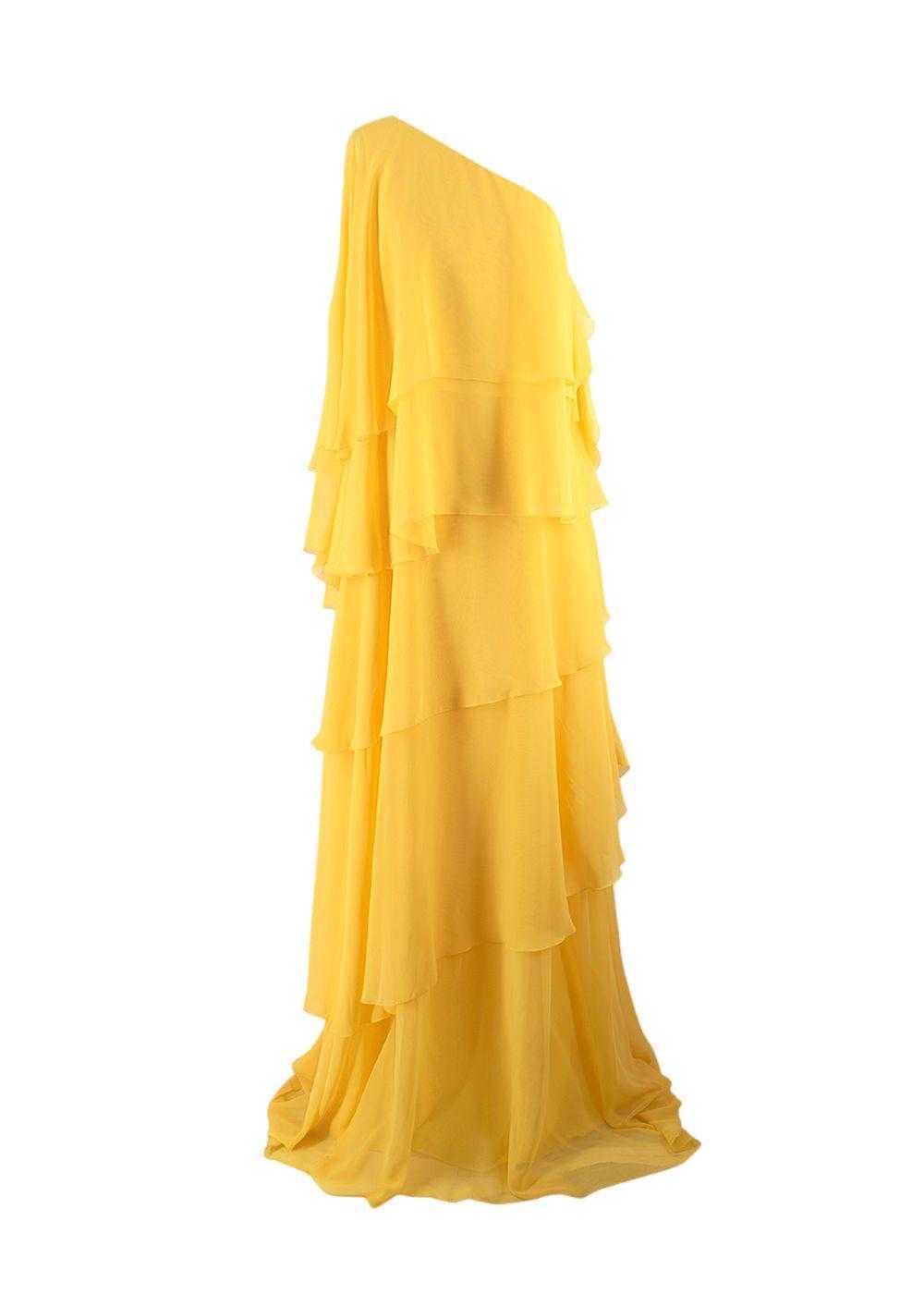 Honayda Honayda Yellow Asymmetric Ruffled Gown - image 1