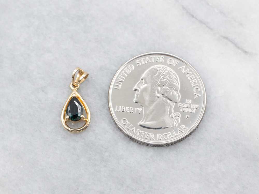 Yellow Gold Pear Cut Sapphire Solitaire Pendant - image 3
