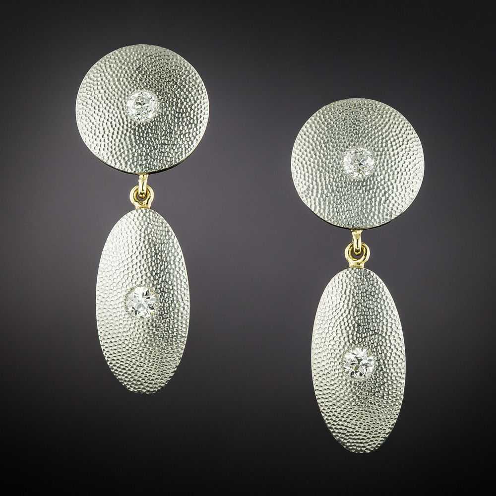 Edwardian Diamond Dangle Earrings - image 1