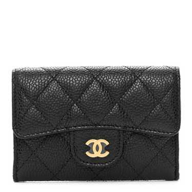 CHANEL Caviar Quilted Flap Card Holder Wallet Bla… - image 1