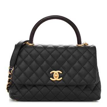 CHANEL Caviar Lizard Embossed Quilted Small Coco H