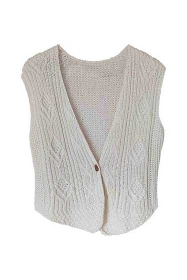 Wool and cotton vest - Superb hand-knitted sleeve… - image 1