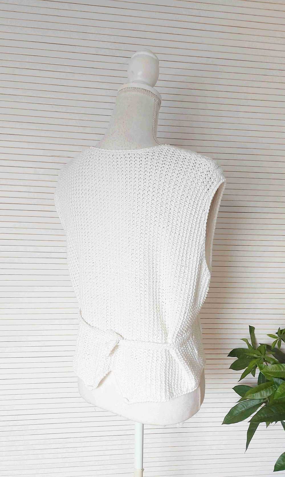 Wool and cotton vest - Superb hand-knitted sleeve… - image 4