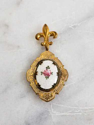 Vintage 50's Rose Guilloche Fleur De Lis Locket |…