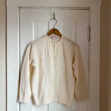 Imperial Imports Vintage Lamb’s Wool Beaded Cardi… - image 1