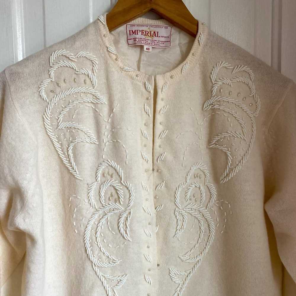 Imperial Imports Vintage Lamb’s Wool Beaded Cardi… - image 2