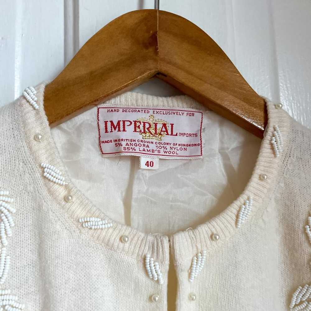Imperial Imports Vintage Lamb’s Wool Beaded Cardi… - image 3