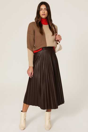 BOSS Pleated Faux Leather Skirt