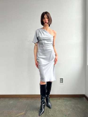 Vintage Silk Asymmetric Dress - Ice Blue - image 1