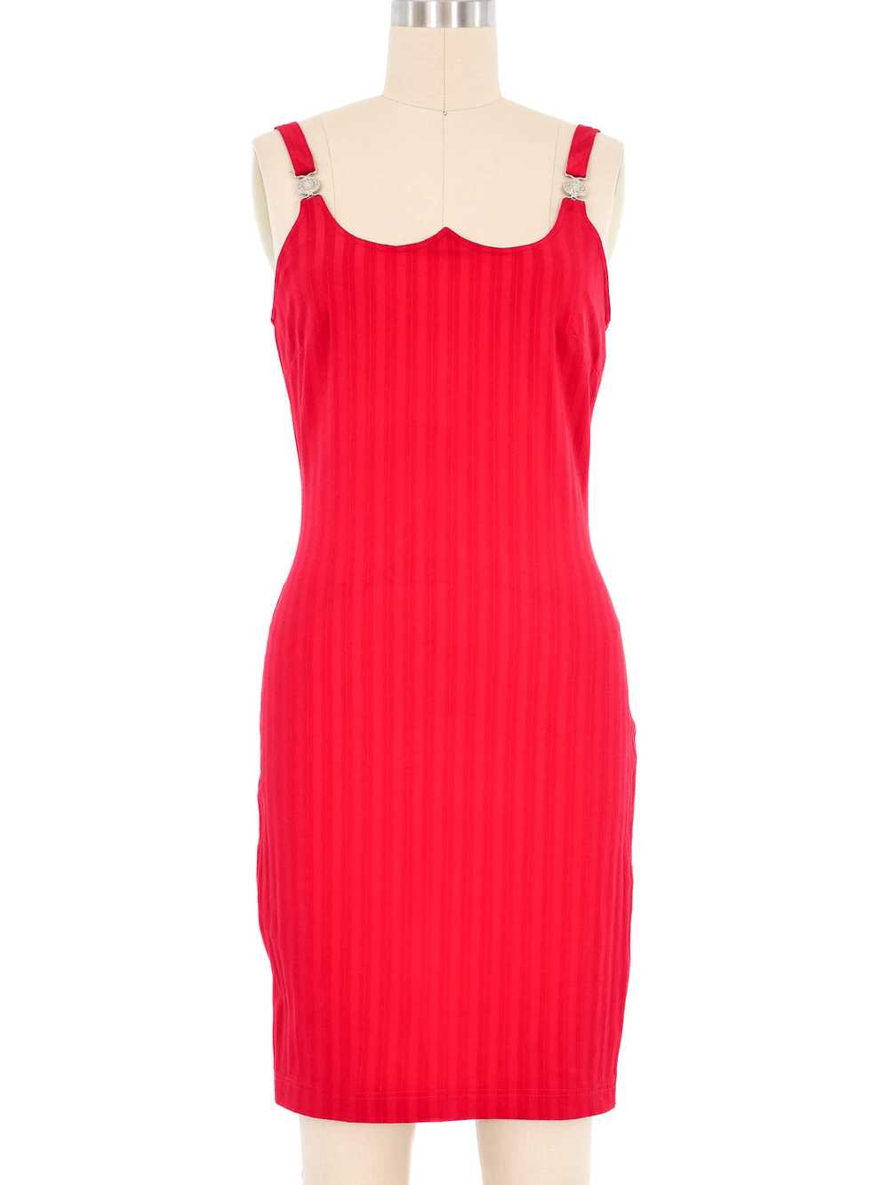 Versace Jeans Couture Red Striped Bodycon Dress - image 1
