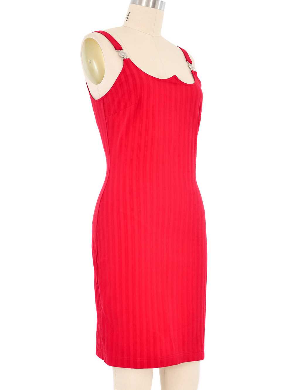 Versace Jeans Couture Red Striped Bodycon Dress - image 3