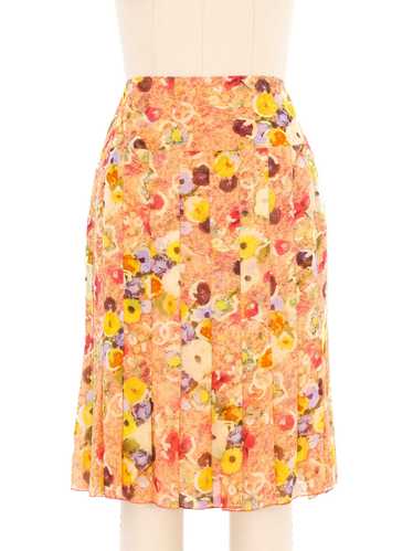 2004 Chanel Floral Silk Chiffon Skirt