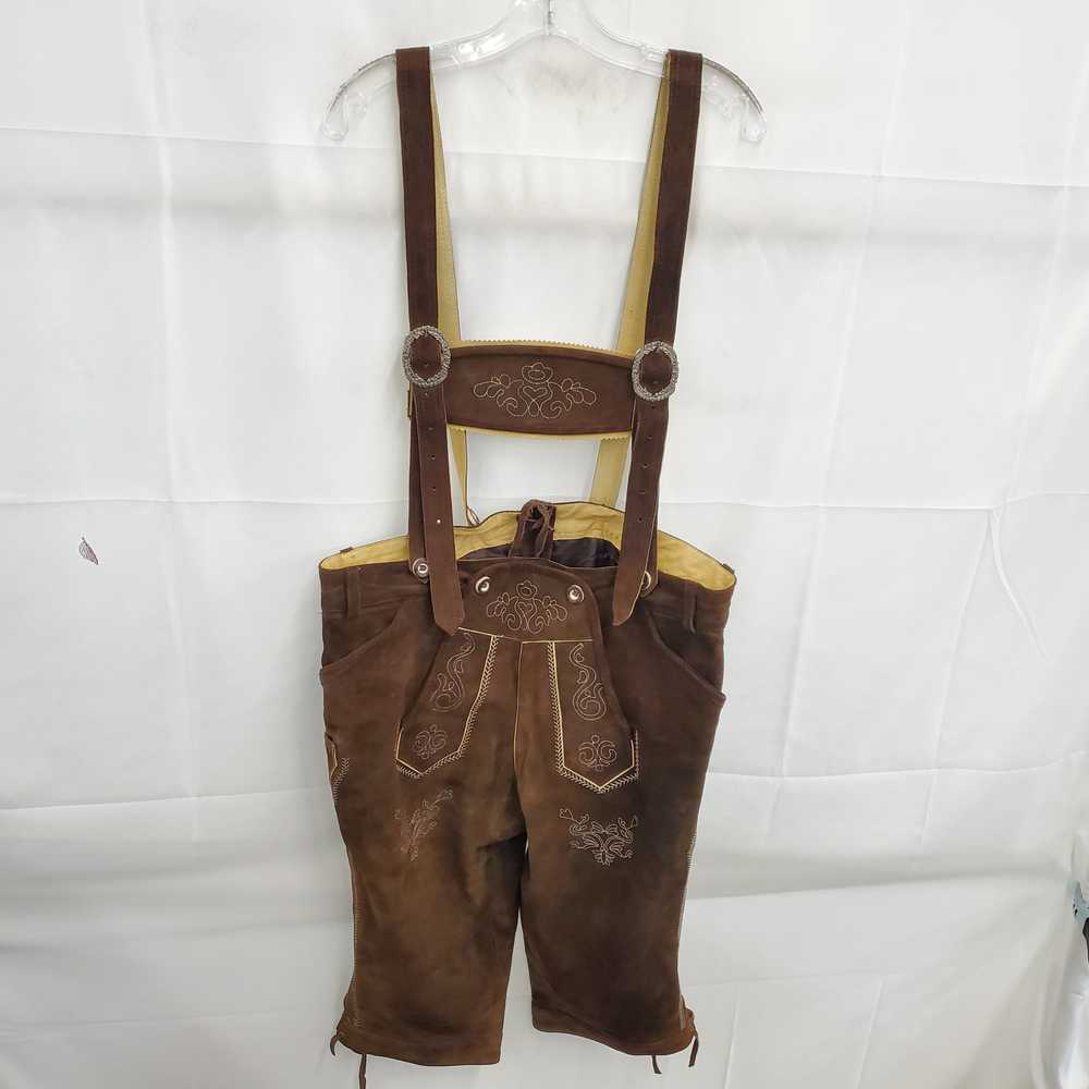 Gaudi Leather Vintage Brown Suede Lederhosen Size… - image 2