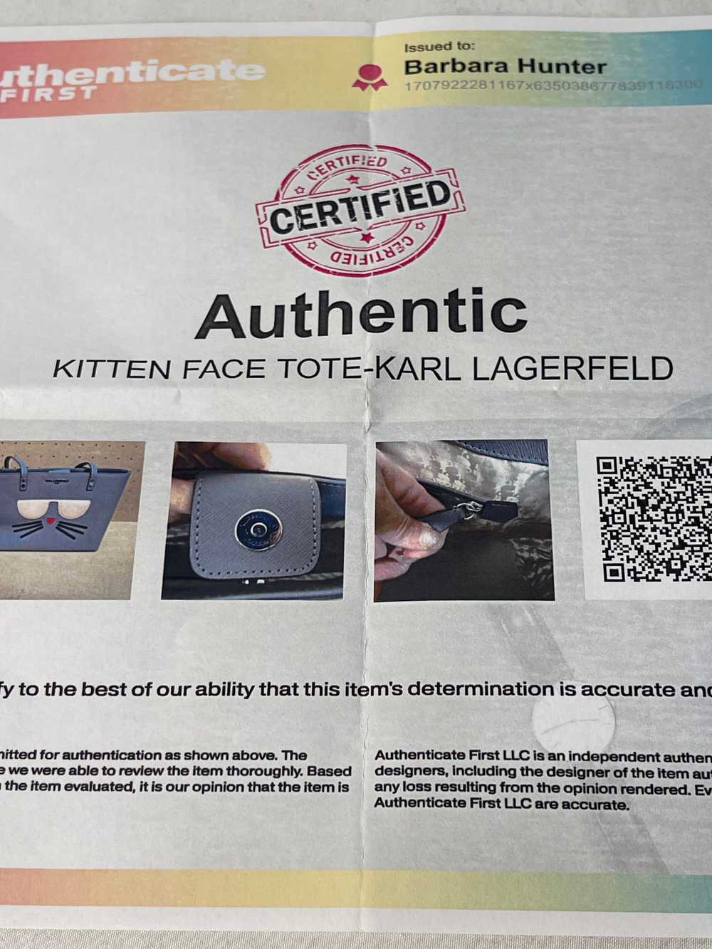 Certified Authentic Karl Lagerfeld Gray Tote Cat … - image 6
