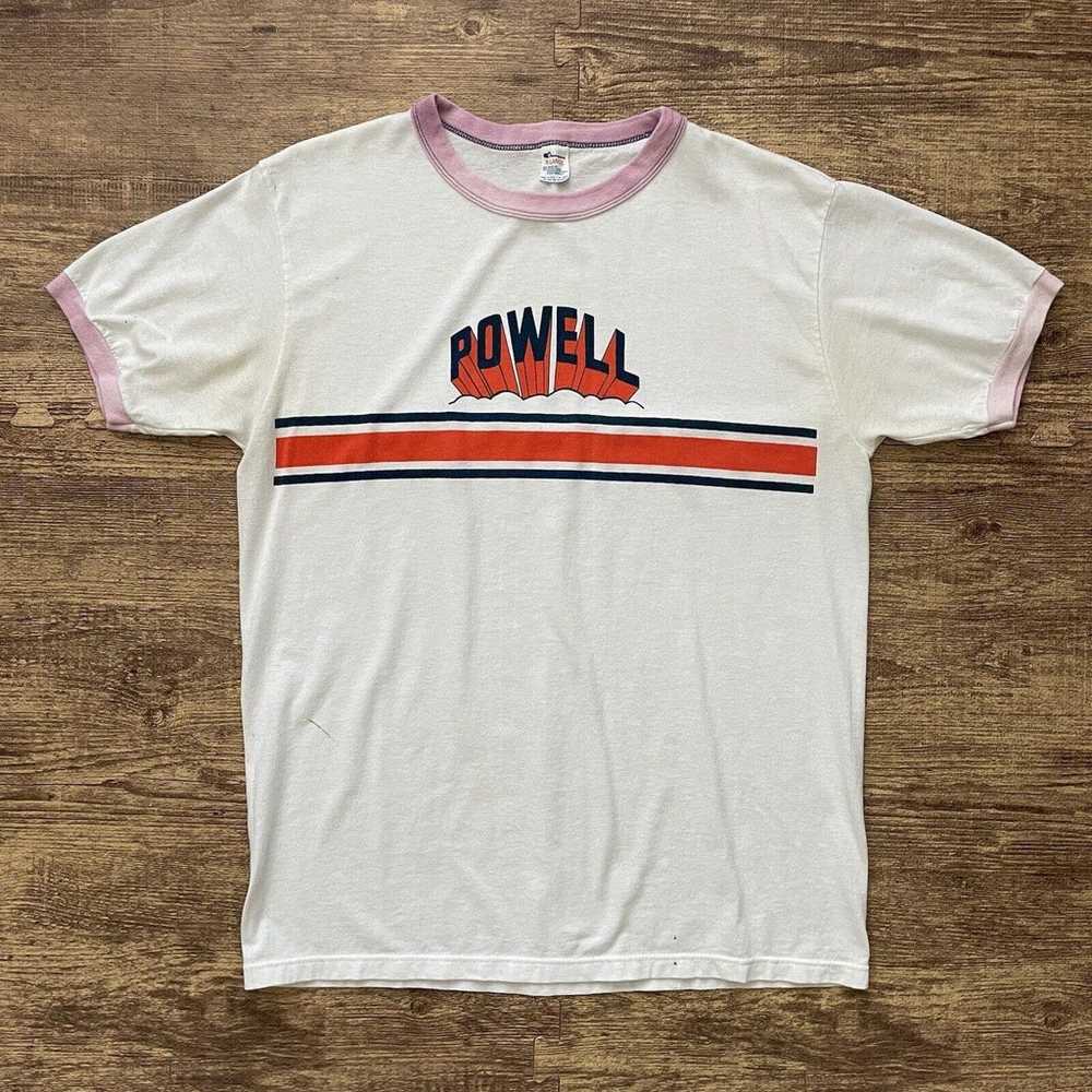 Vintage 1970s Champion Ringer T-Shirt Bleached La… - image 1