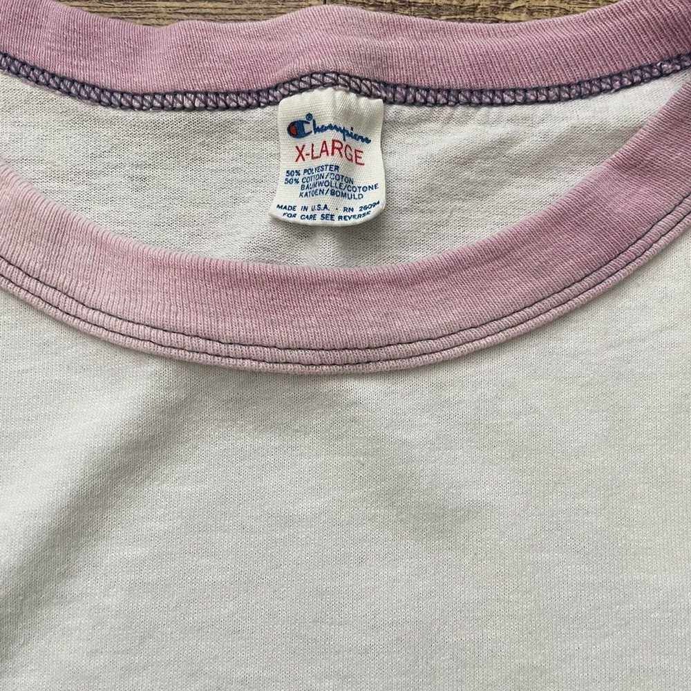 Vintage 1970s Champion Ringer T-Shirt Bleached La… - image 2