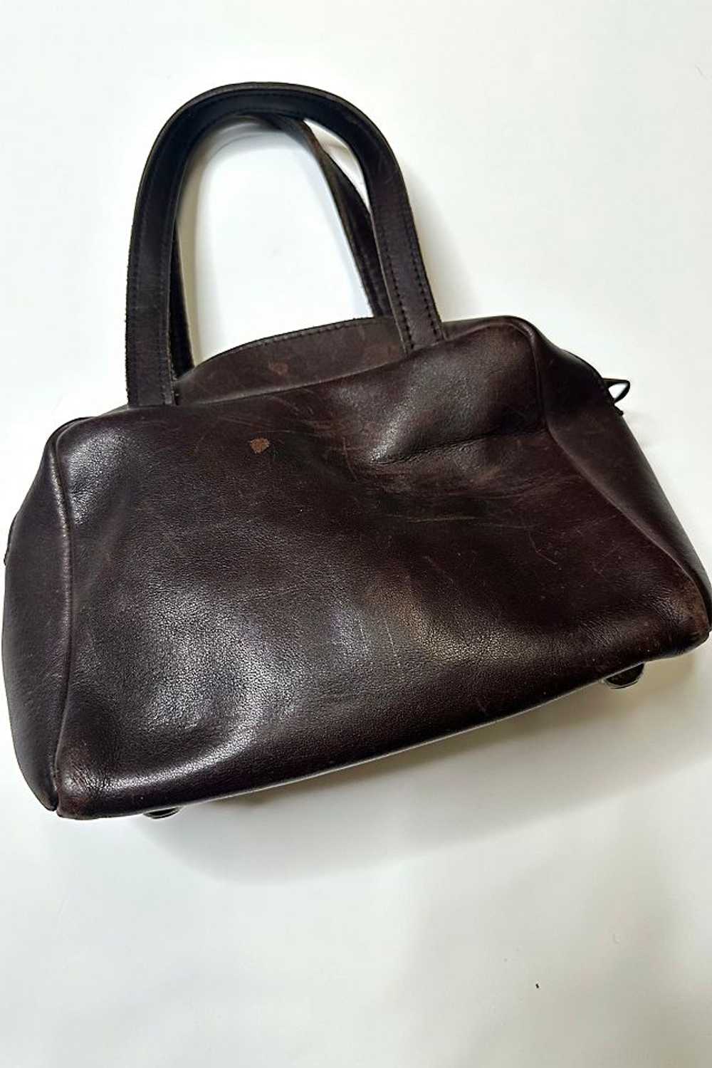 1960s Brown Leather Mod Mini Handbag Selected by … - image 3