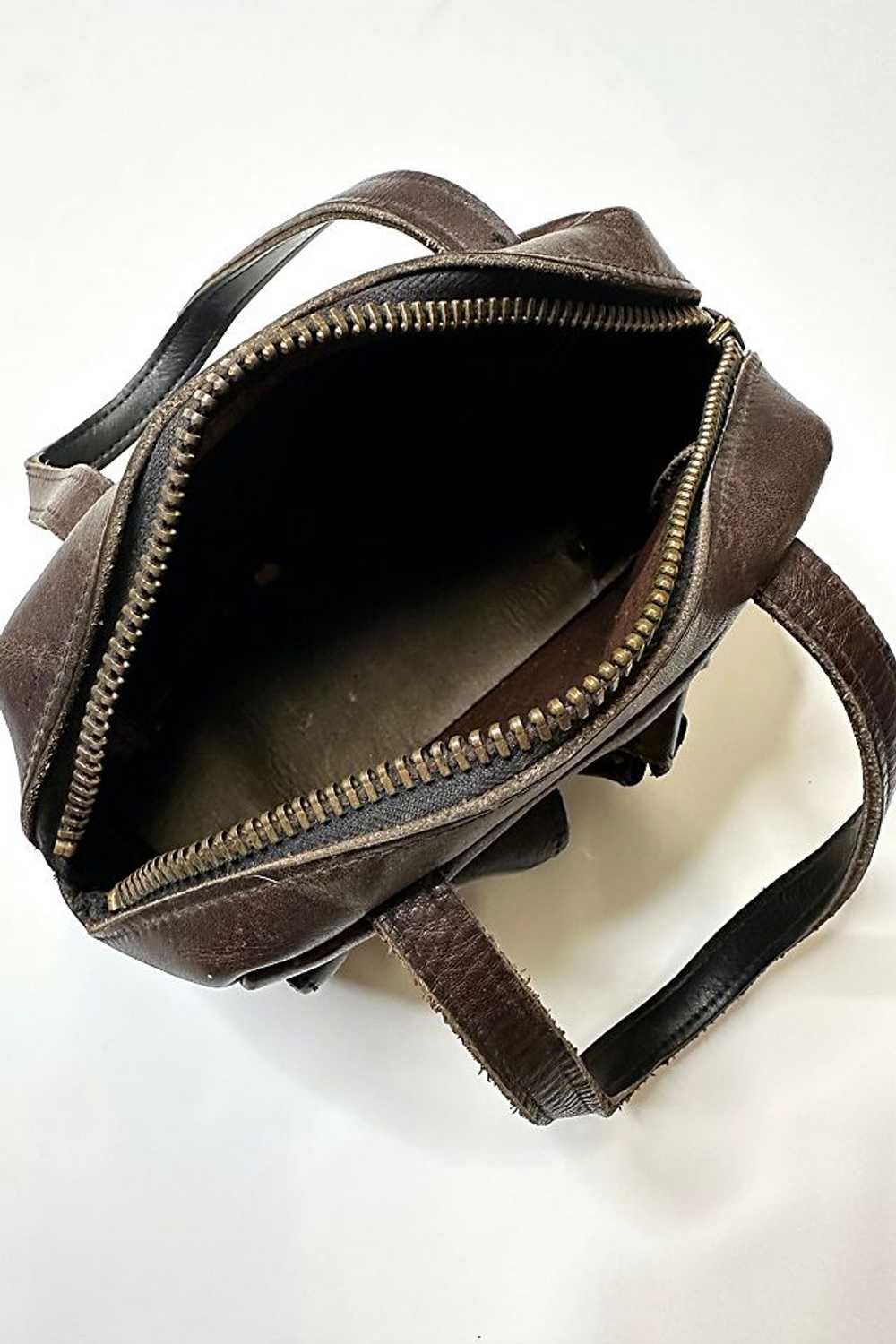 1960s Brown Leather Mod Mini Handbag Selected by … - image 4