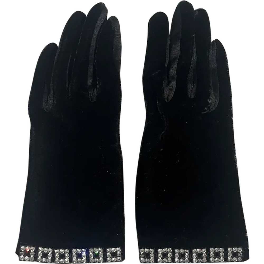 8" Black Velvet Gloves - image 1