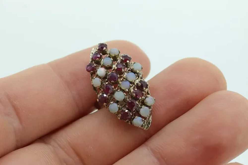 10k Victorian Opal and Garnet Cluster ring. 10k Y… - image 5