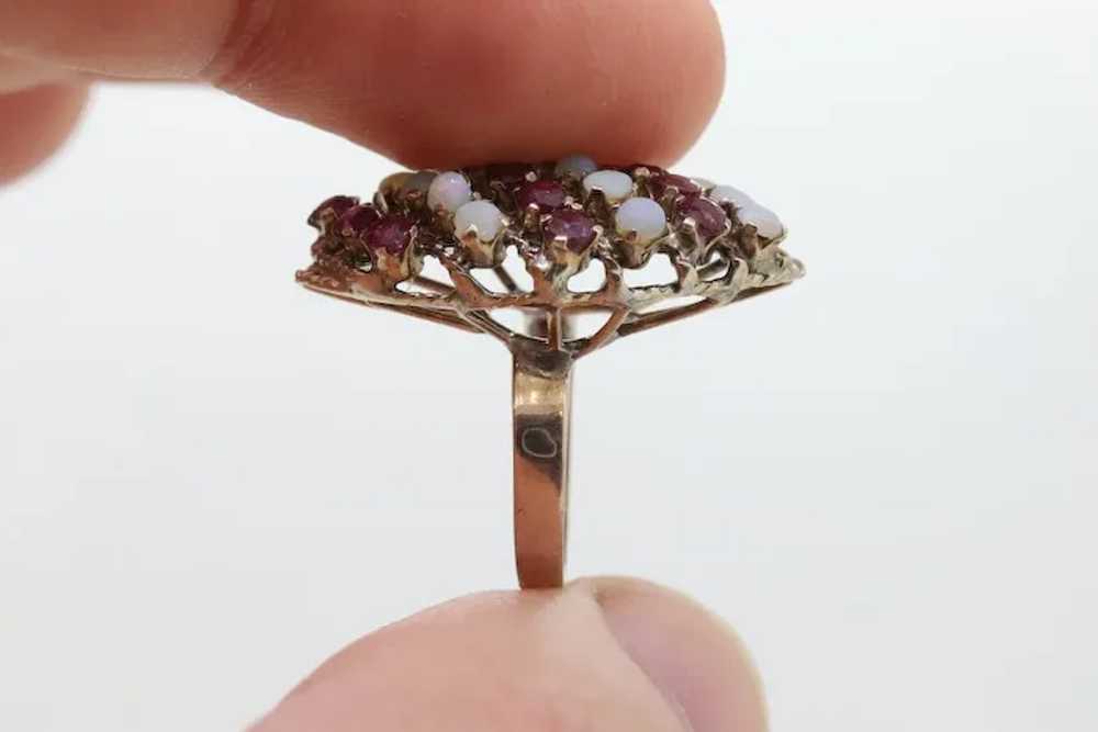 10k Victorian Opal and Garnet Cluster ring. 10k Y… - image 6