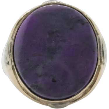 10k SUGILITE Purple bezel ring. Antique 10k Oval … - image 1