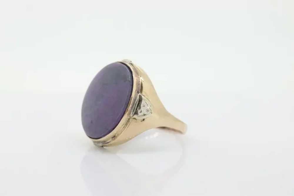 10k SUGILITE Purple bezel ring. Antique 10k Oval … - image 2