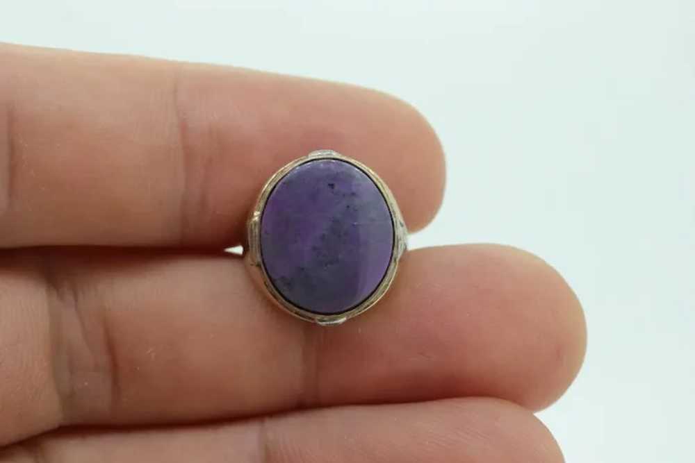 10k SUGILITE Purple bezel ring. Antique 10k Oval … - image 3