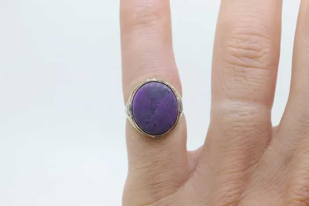 10k SUGILITE Purple bezel ring. Antique 10k Oval … - image 4