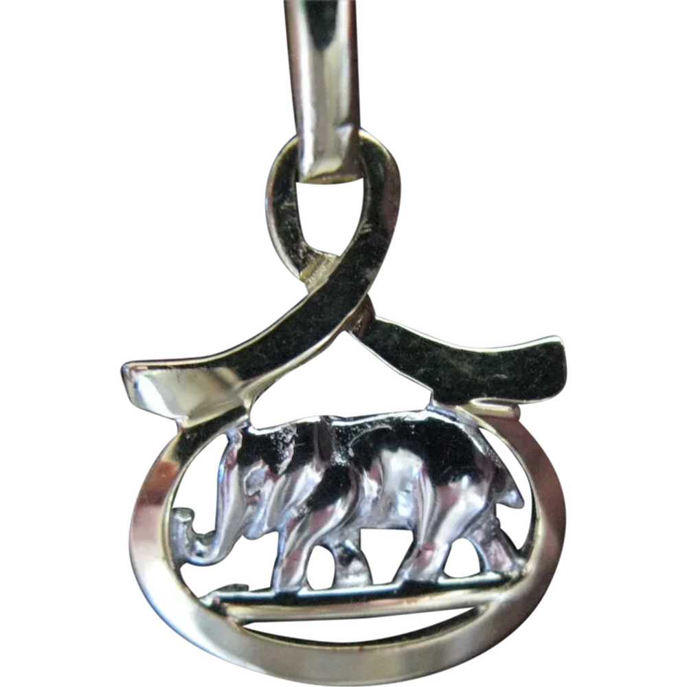 Elephant 14K White and Yellow Gold Pendant With 1… - image 1