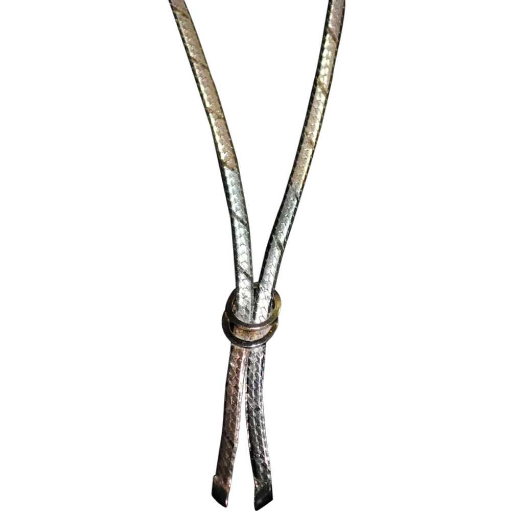 Striped Two-color Sterling Silver Lariat Necklace - image 1