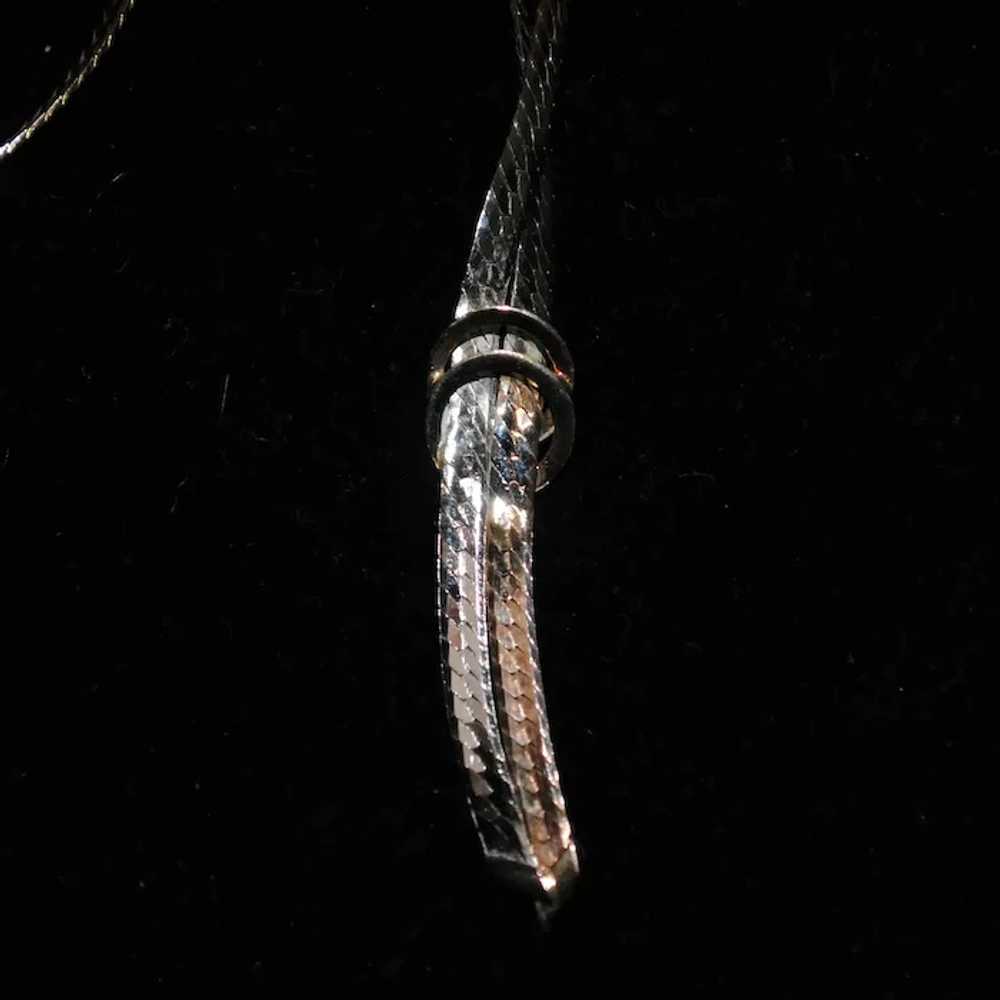 Striped Two-color Sterling Silver Lariat Necklace - image 5
