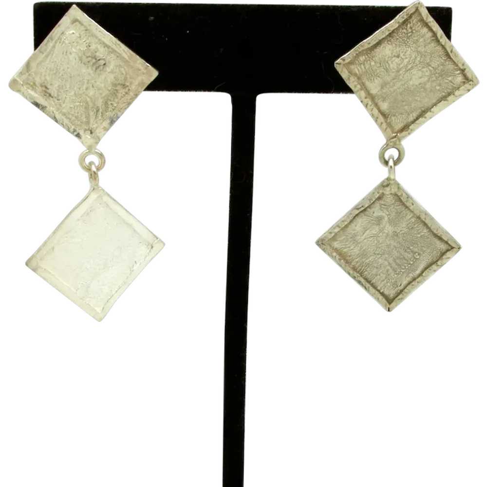 Sterling Geometric Dangling Earrings - image 1