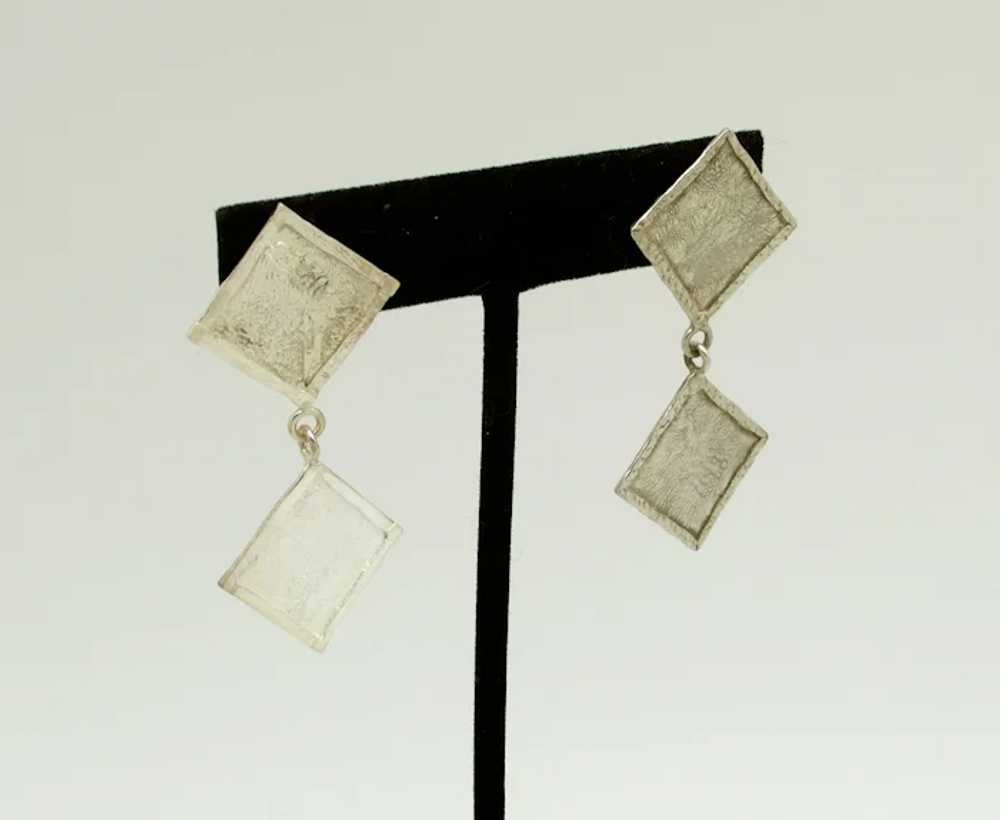 Sterling Geometric Dangling Earrings - image 2