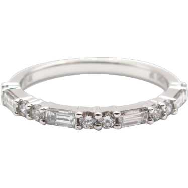 Baguette & Round Diamond Stacking Wedding Band .5… - image 1