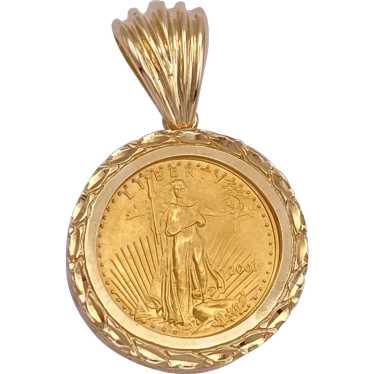 US Gold Coin Pendant 1/10 American Eagle in 14K G… - image 1