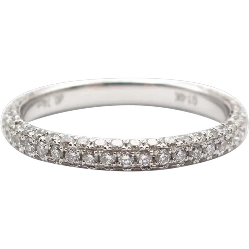 Diamond Encrusted Wedding Band .74 ctw 14k White … - image 1