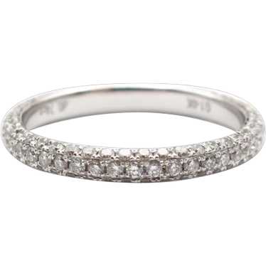 Diamond Encrusted Wedding Band .74 ctw 14k White … - image 1