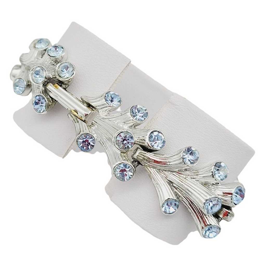 Blue Rhinestone Branch Bracelet Silver Tone 6 1/2… - image 5