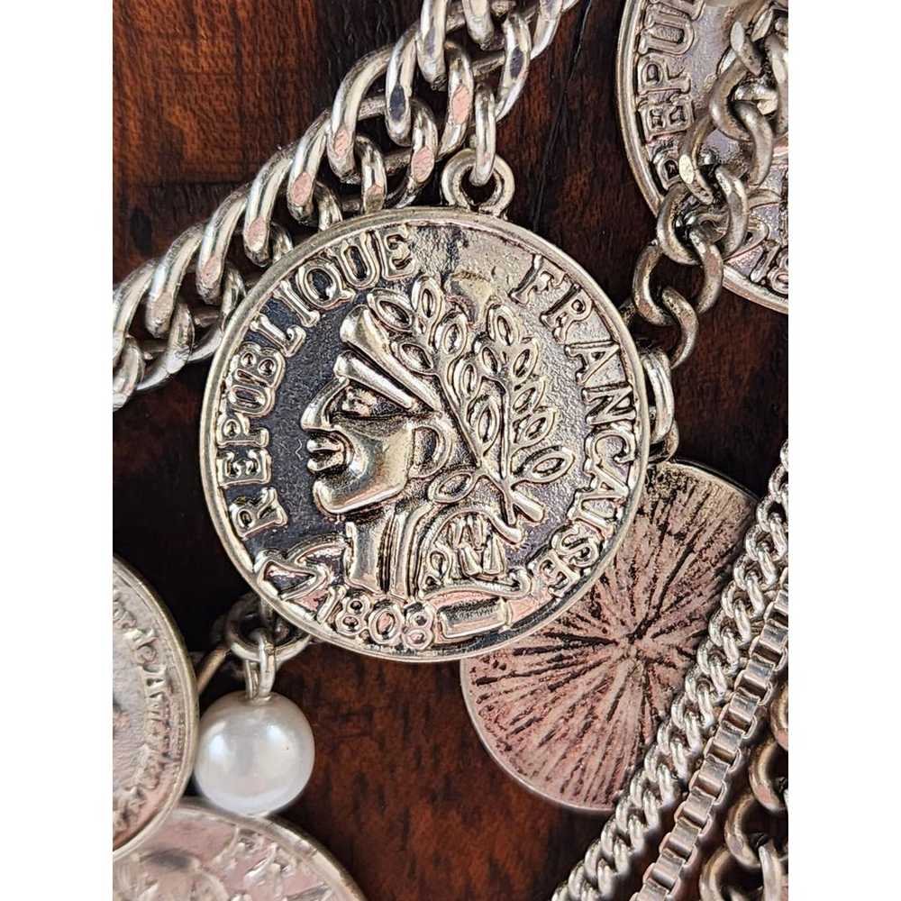 Vintage 80s Multistrand Silver Chain Coin Bib Nec… - image 12